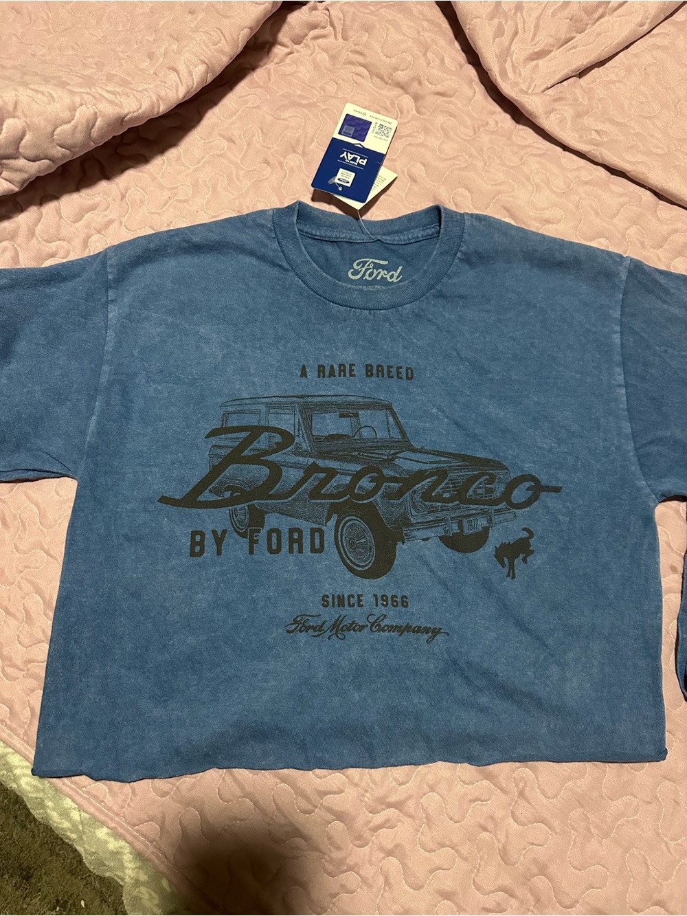 Ford Bronco Graphic Tee - Denim Blue with Black Print